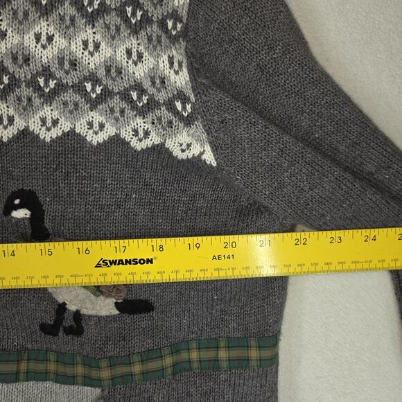 Orvis Sweater Cardigan Womens Large Duck Holiday Christmas Grannycore Snowflake - Picture 6 of 10